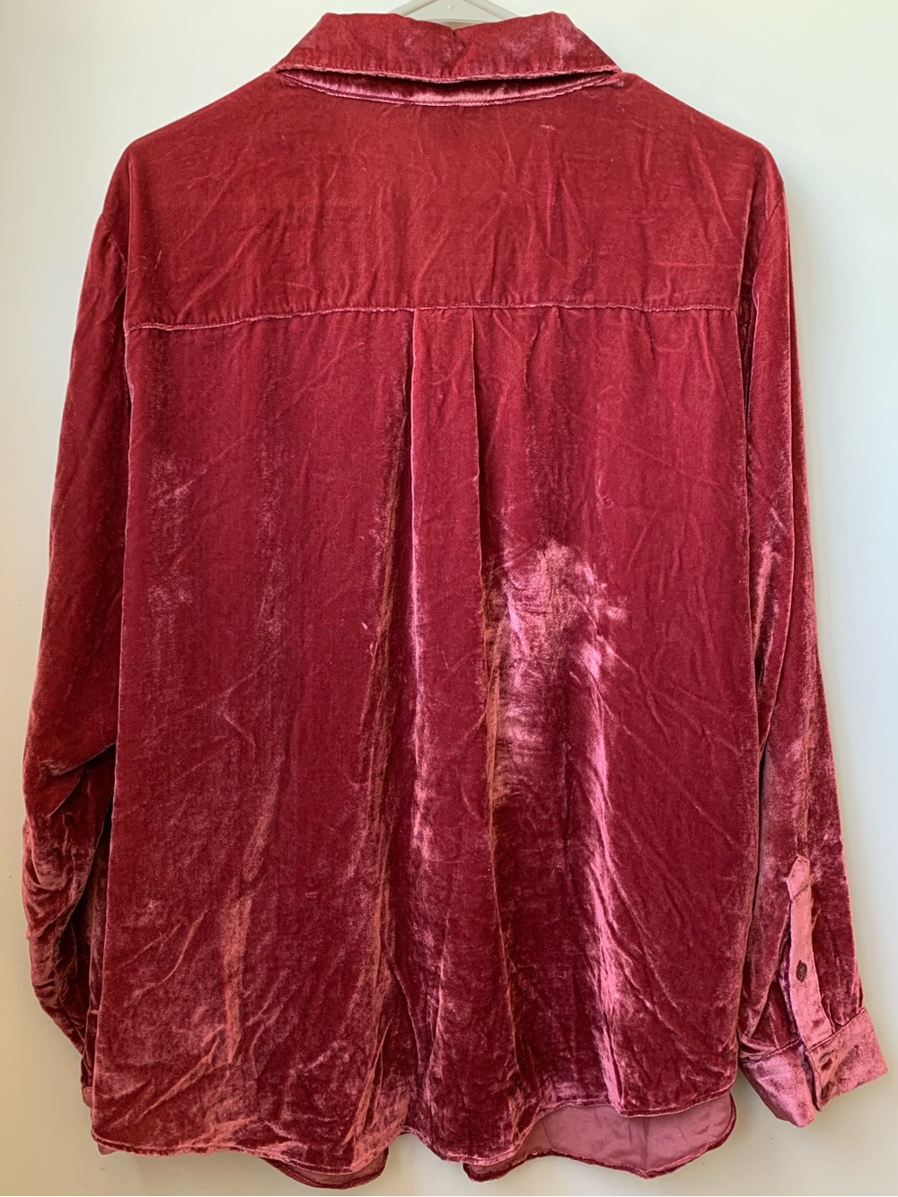 TORRID Women’s Dark Rose Crushed Velvet Button Up Viscose Nylon Shirt Blouse - Picture 7 of 7